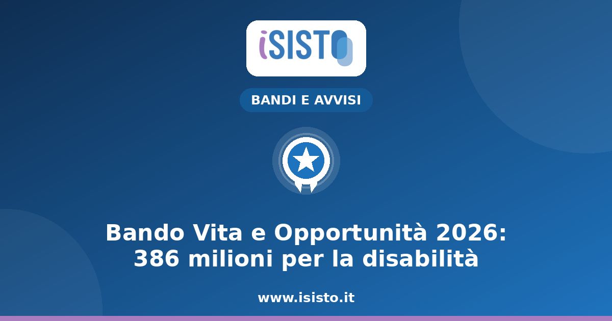 Bando Vita e Opportunità 2026 — copertina iSisto