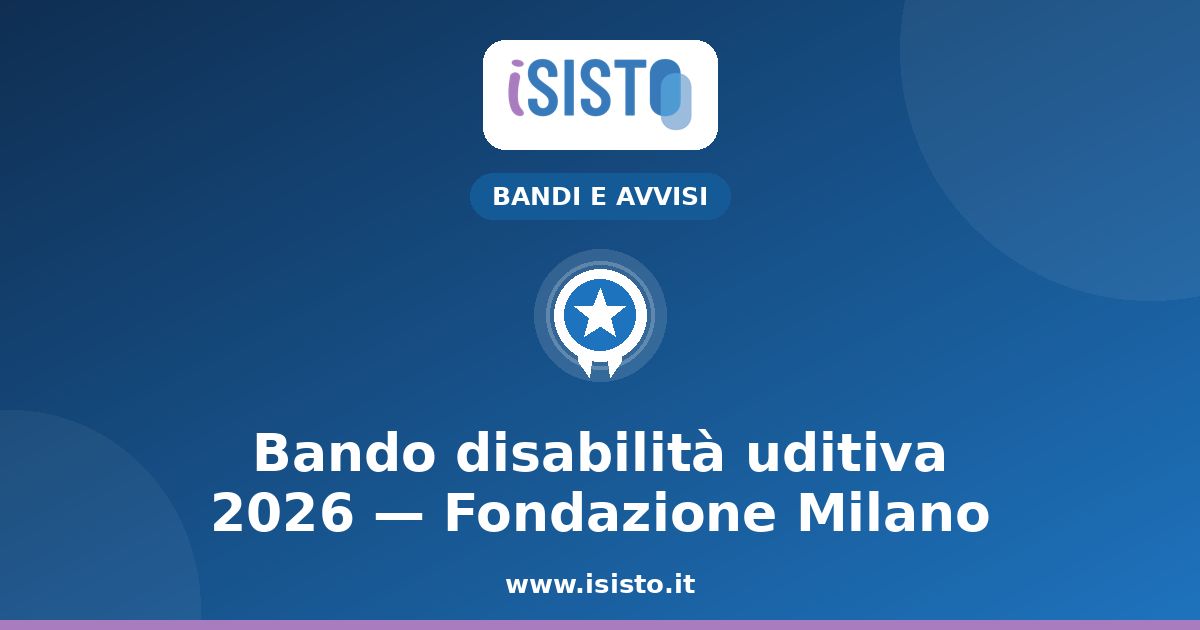 Bando disabilità uditiva 2026 — copertina iSisto
