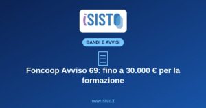Foncoop Avviso 69 2026: 30.000 € formazione cooperative
