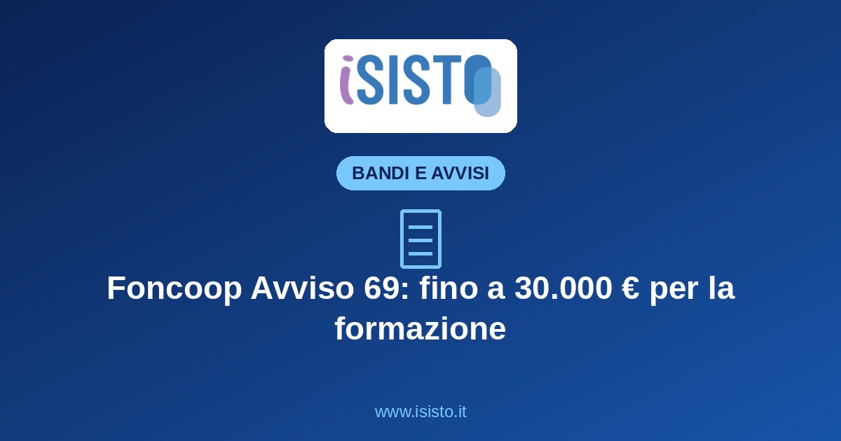 Foncoop Avviso 69 2026, formazione cooperative